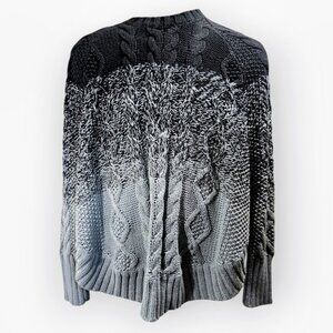 Michael Kors Ombre Knit Sweater Black Gray Gradient Cable Knit Women’s Medium